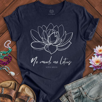 No Mud No Lotus Tee Heather Midnight Navy