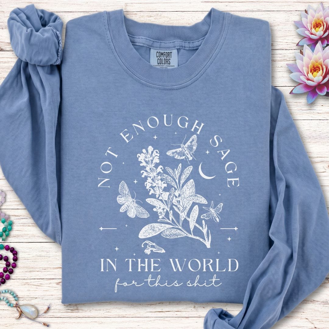 Printify Long-sleeve Not Enough Sage Long Sleeve Tee Blue Jean / S