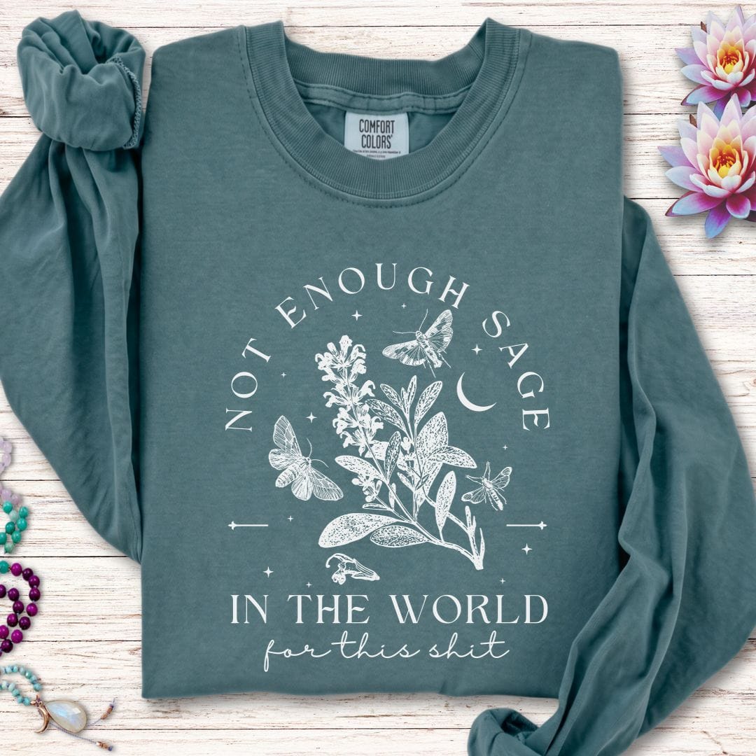 Printify Long-sleeve Not Enough Sage Long Sleeve Tee Blue Spruce / S