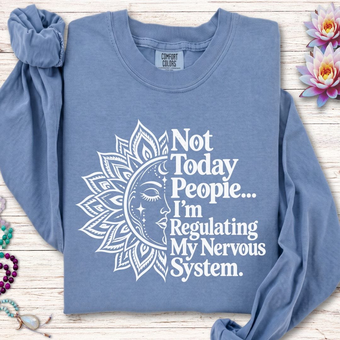 Printify Long-sleeve Not Today Long Sleeve Tee Blue Jean / S