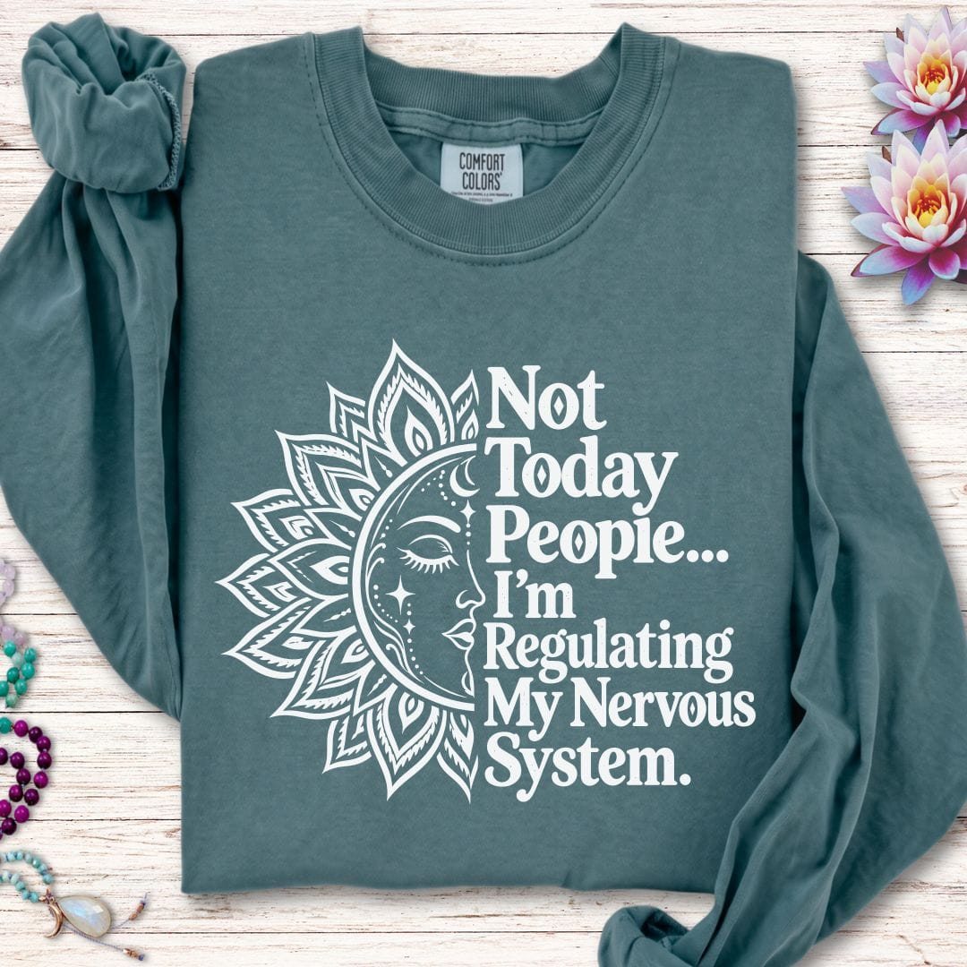 Printify Long-sleeve Not Today Long Sleeve Tee Blue Spruce / S
