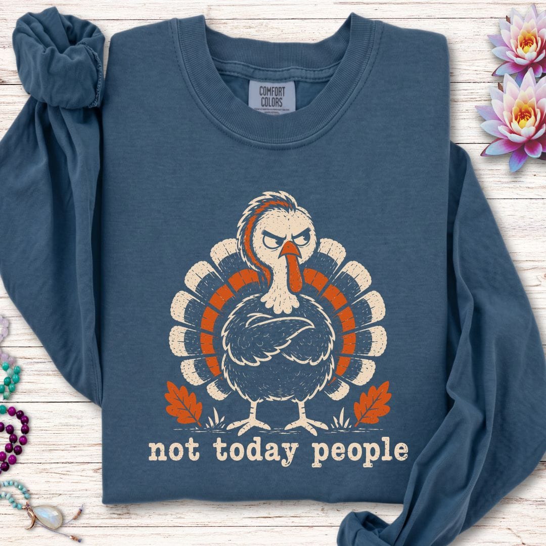 Printify Long-sleeve Not Today People Long Sleeve Tee Midnight / S