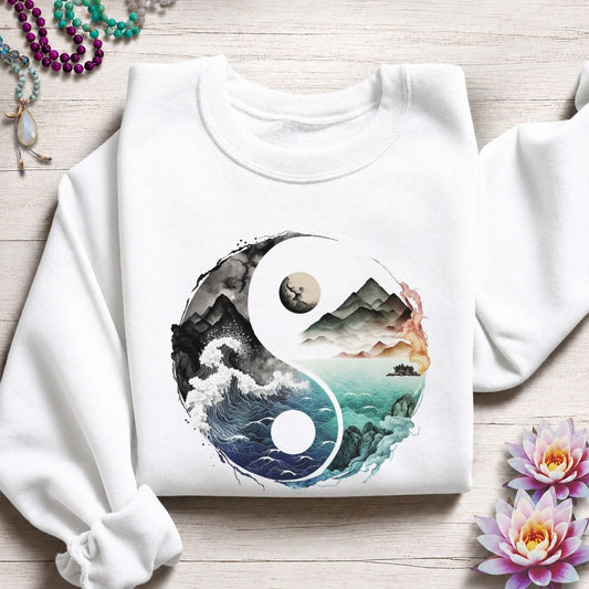 Ocean Yin Yang Sweatshirt White