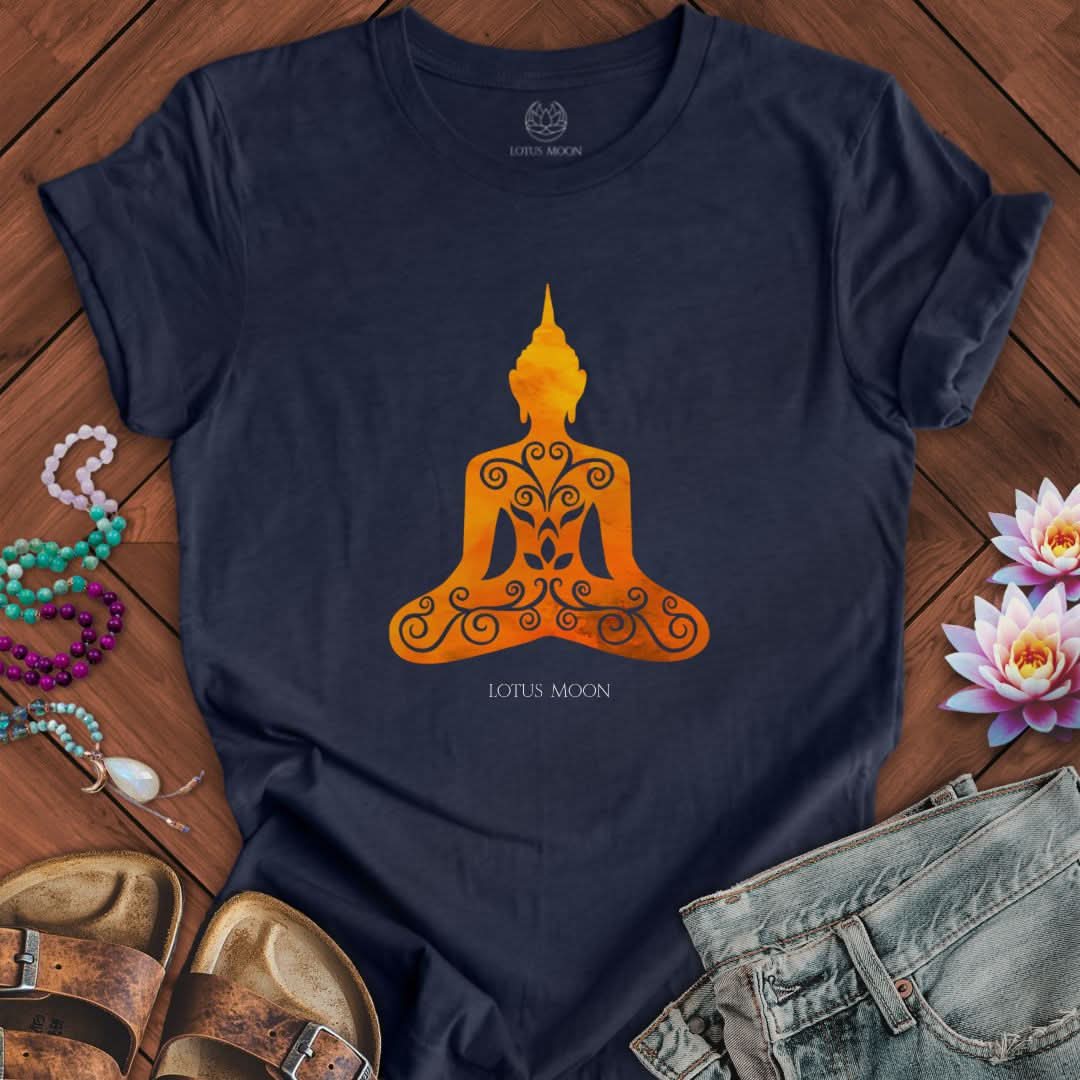 Ornate Buddha Tee Heather Midnight Navy
