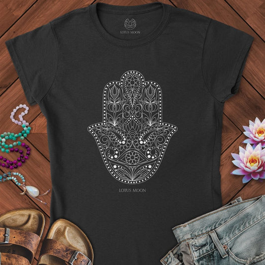 Ornate Hamsa Fitted Tee Black