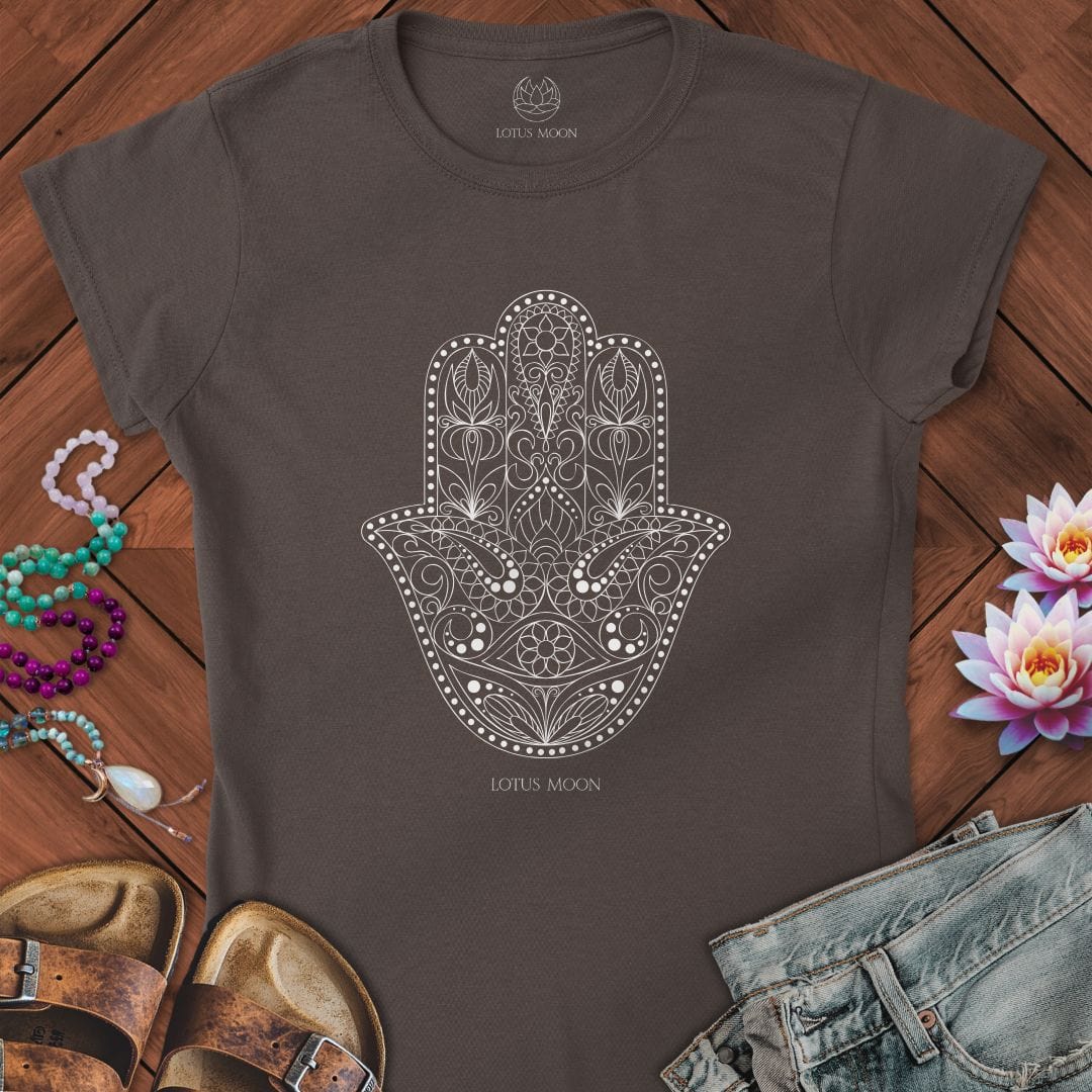 Ornate Hamsa Fitted Tee Dark Chocolate