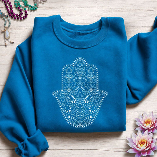 Ornate Hamsa Sweatshirt Sapphire