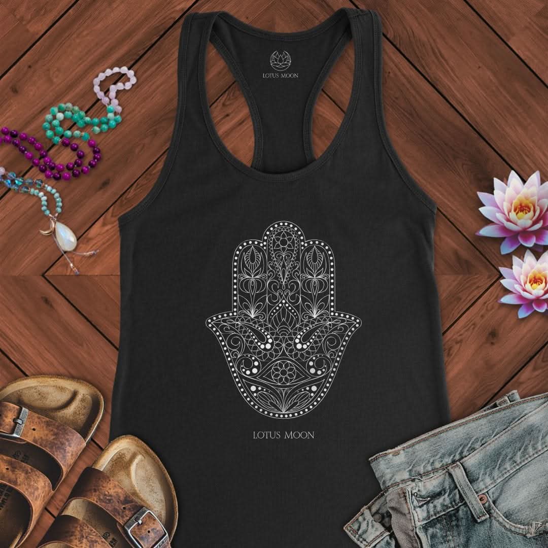 Lotus Moon Co. Tank Top Ornate Hamsa Tank Solid Black / XS