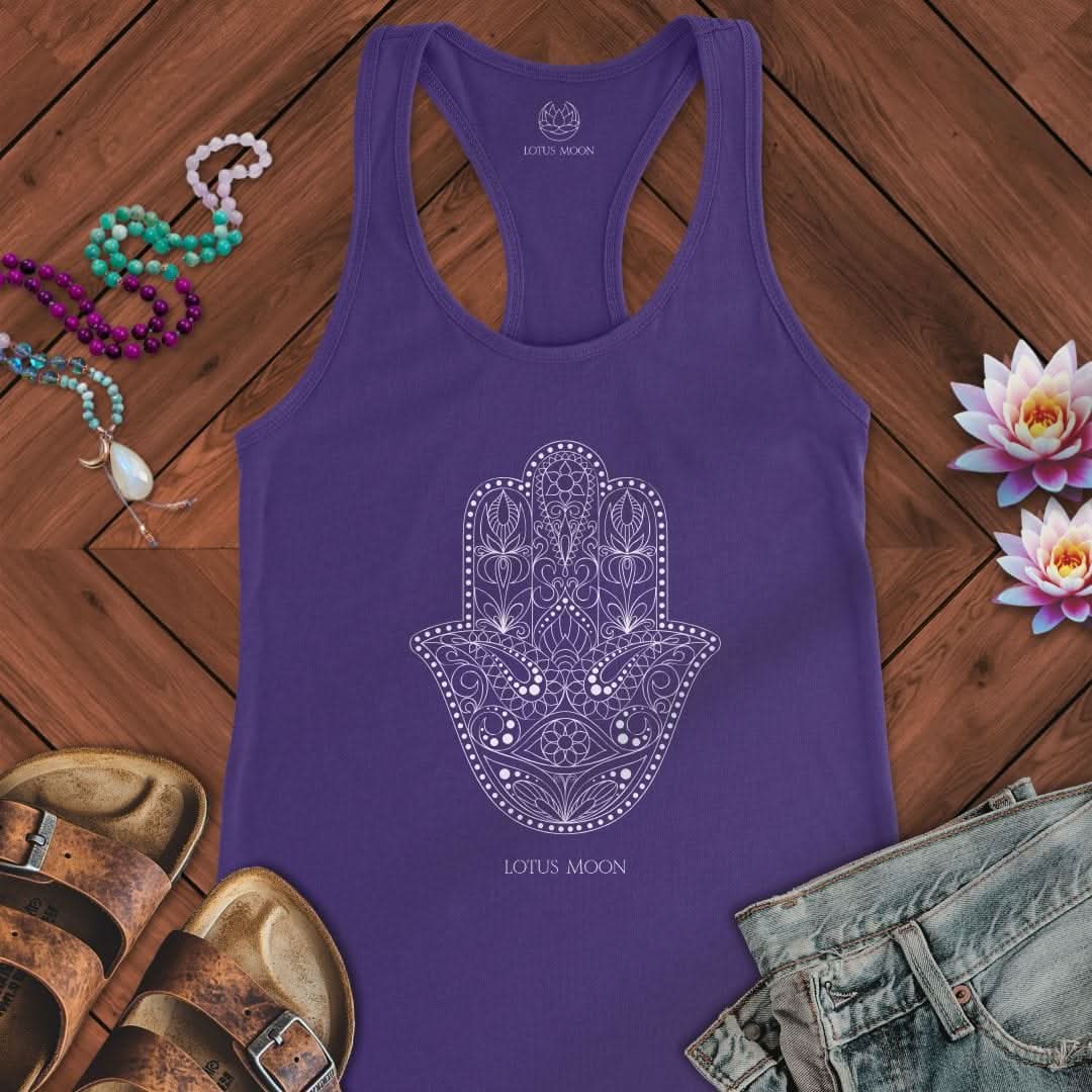 Lotus Moon Co. Tank Top Ornate Hamsa Tank Solid Purple Rush / XS