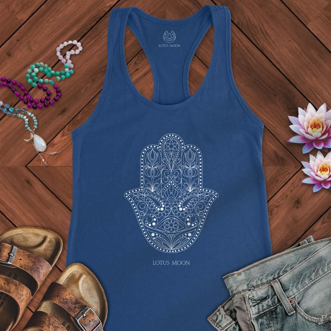 Lotus Moon Co. Tank Top Ornate Hamsa Tank Solid Royal / XS