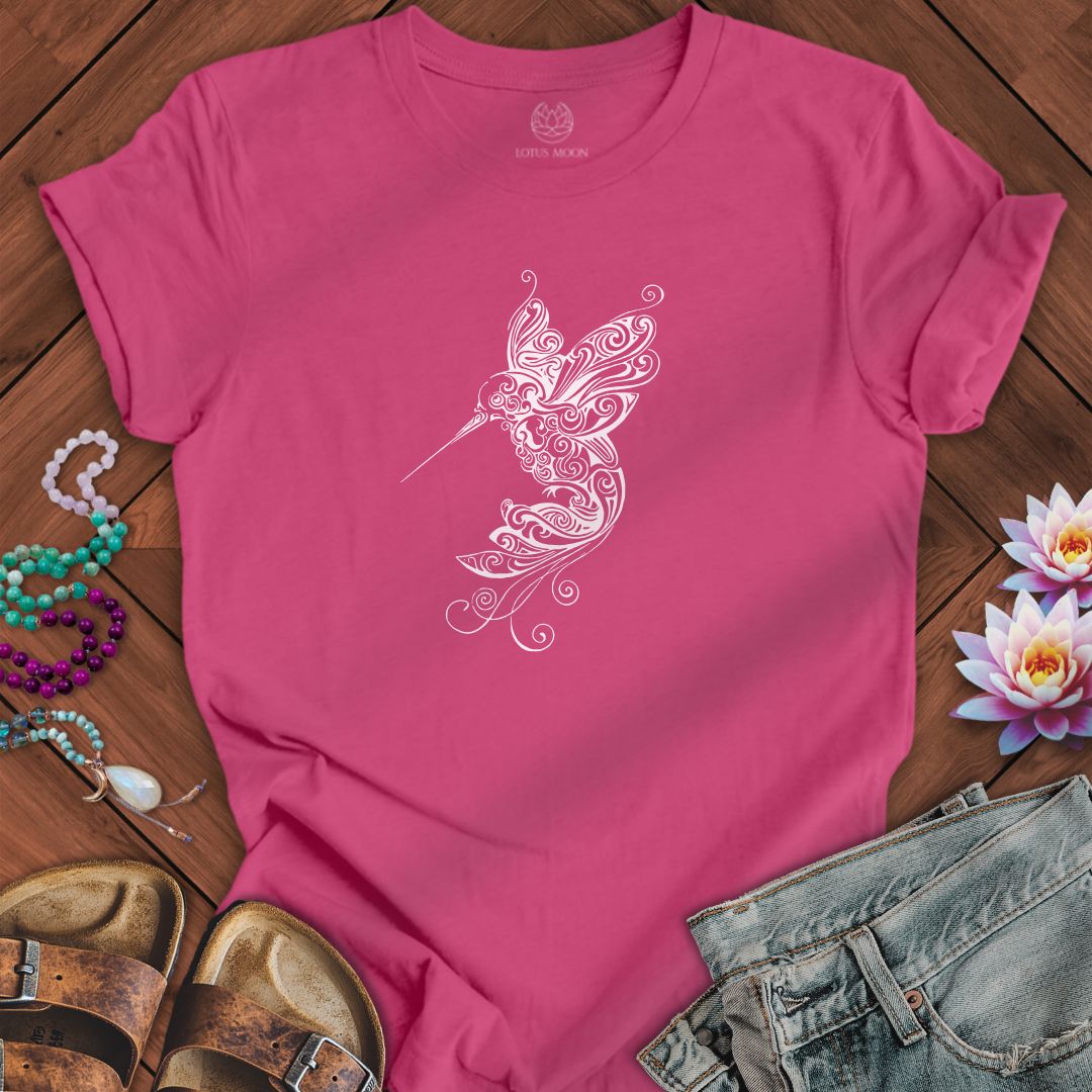 Ornate Hummingbird Tee Berry