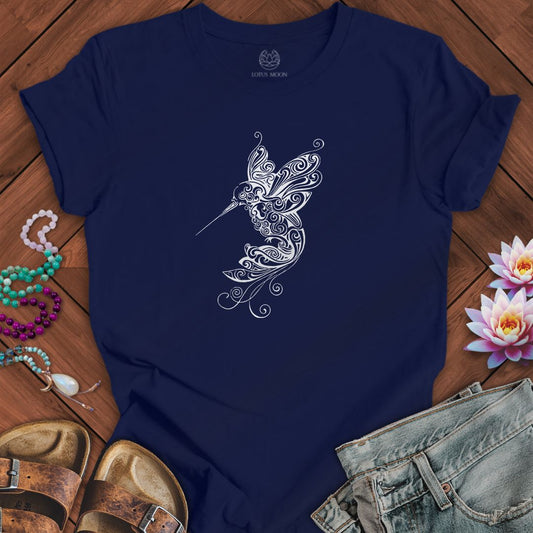 Ornate Hummingbird Tee Navy