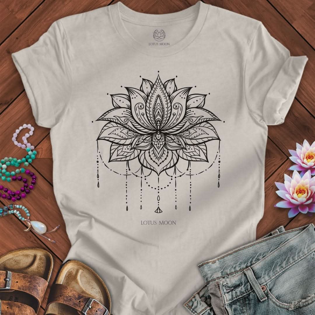 Ornate Lotus Black Tee Heather Dust