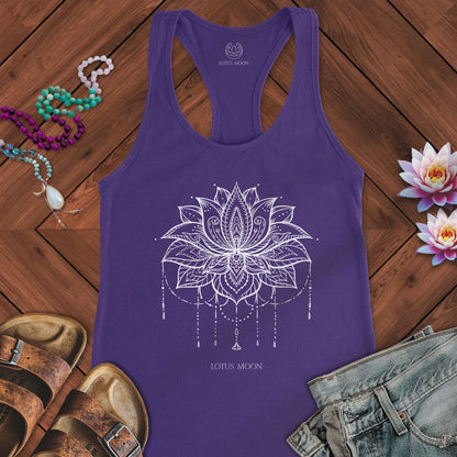 Ornate Lotus White Tank Solid Purple Rush