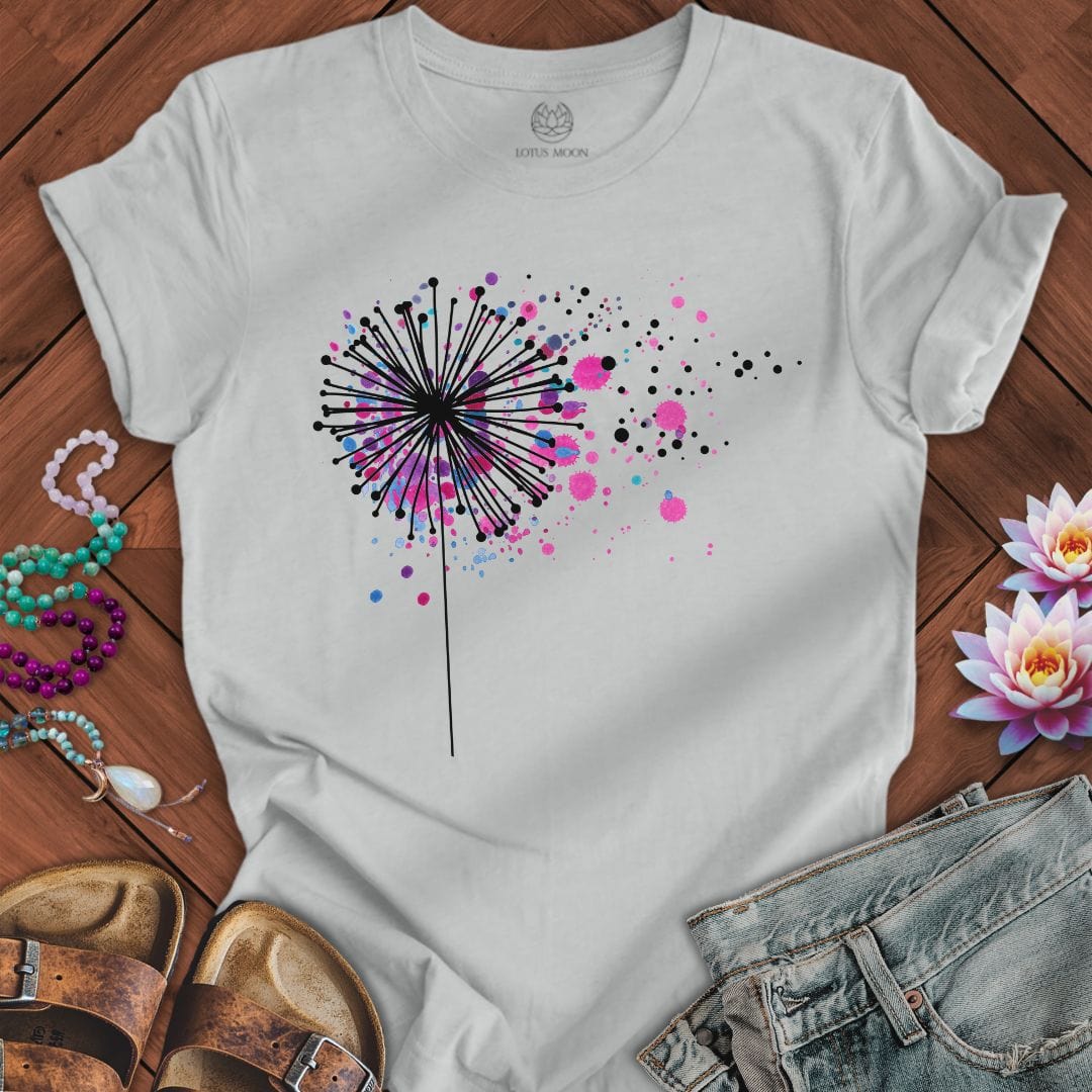 Paint Splatter Dandelion Tee Silver