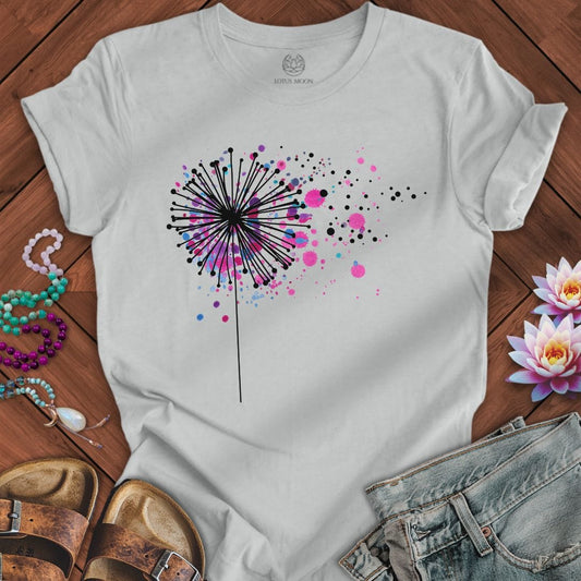 Paint Splatter Dandelion Tee Silver