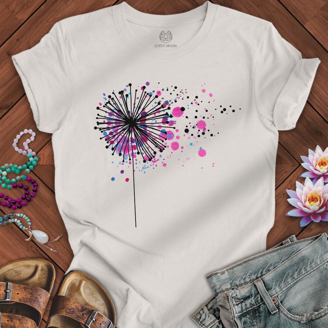 Paint Splatter Dandelion Tee Vintage White