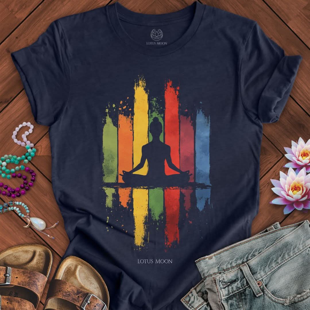Paint Stripe Meditation Tee Heather Midnight Navy