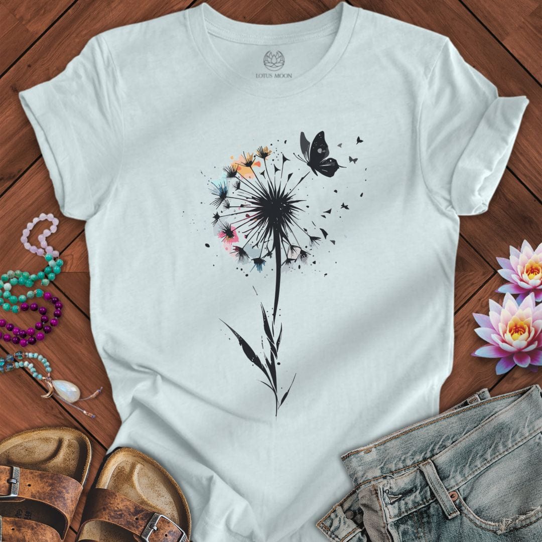 Painted Dandelion Tee Heather Ice Blue