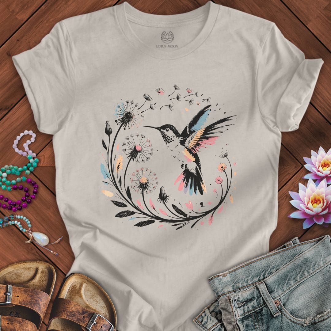 Printify T-Shirt Painted Hummingbird Tee Heather Dust / S