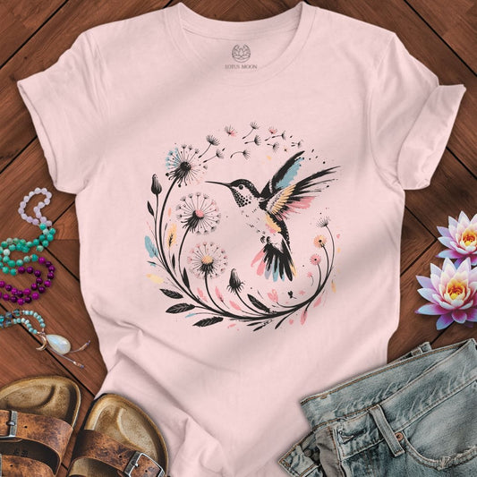 Painted Hummingbird Tee Soft Pink