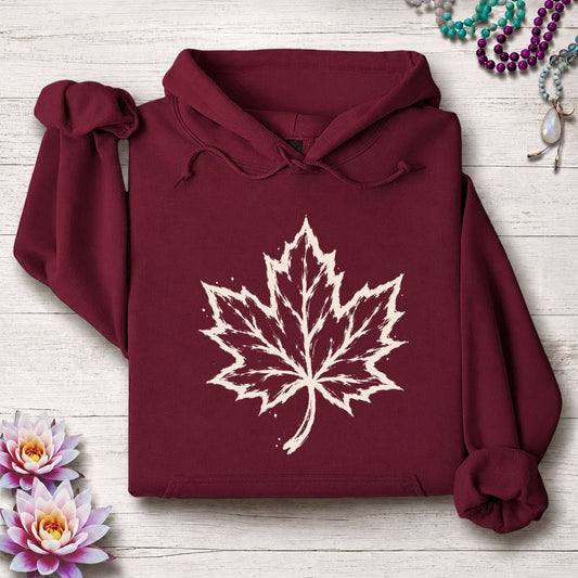 Painted Maple Leaf Hoodie Maroon