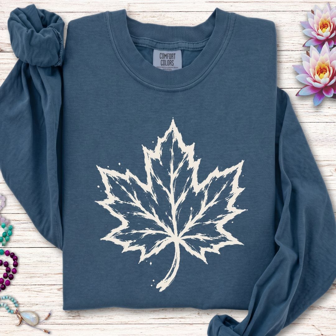 Painted Maple Leaf Long Sleeve Tee Midnight