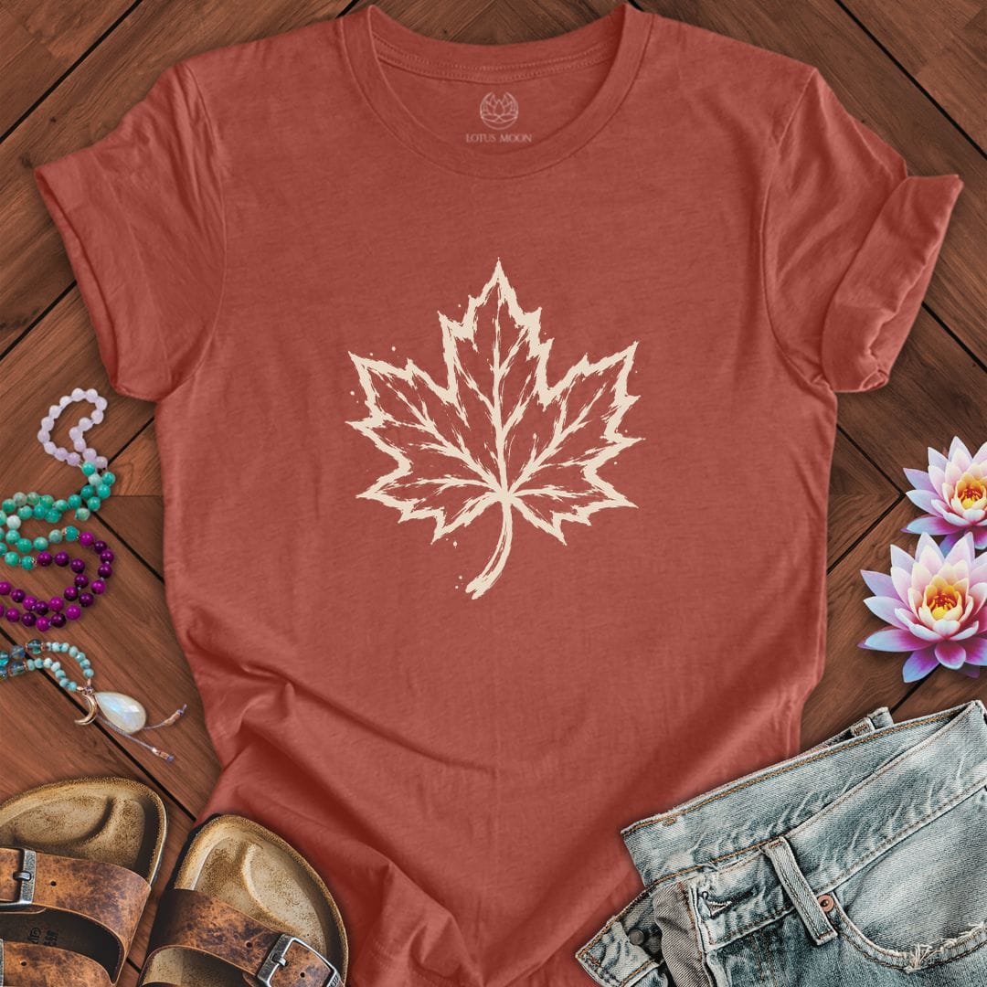 Painted Maple Leaf Tee Heather Clay