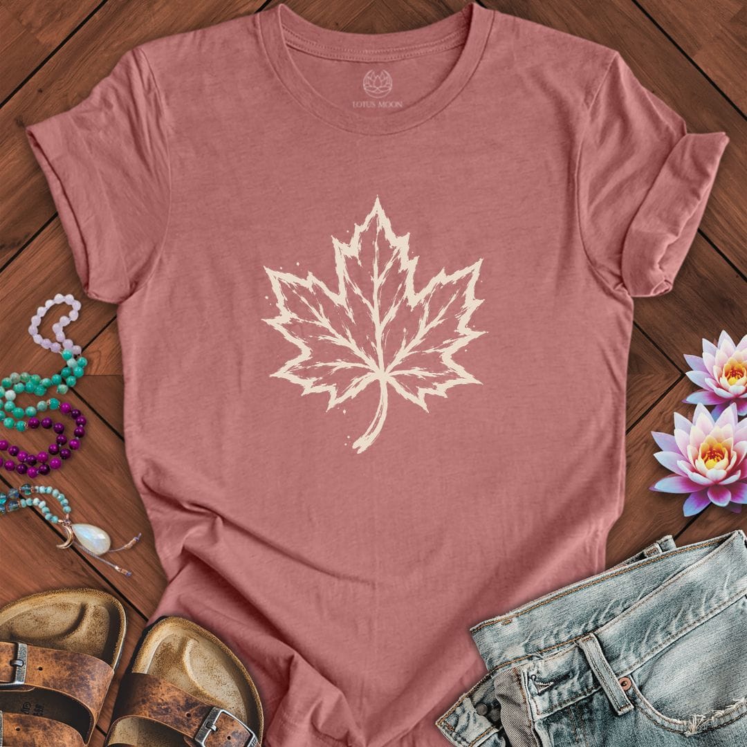 Painted Maple Leaf Tee Heather Mauve