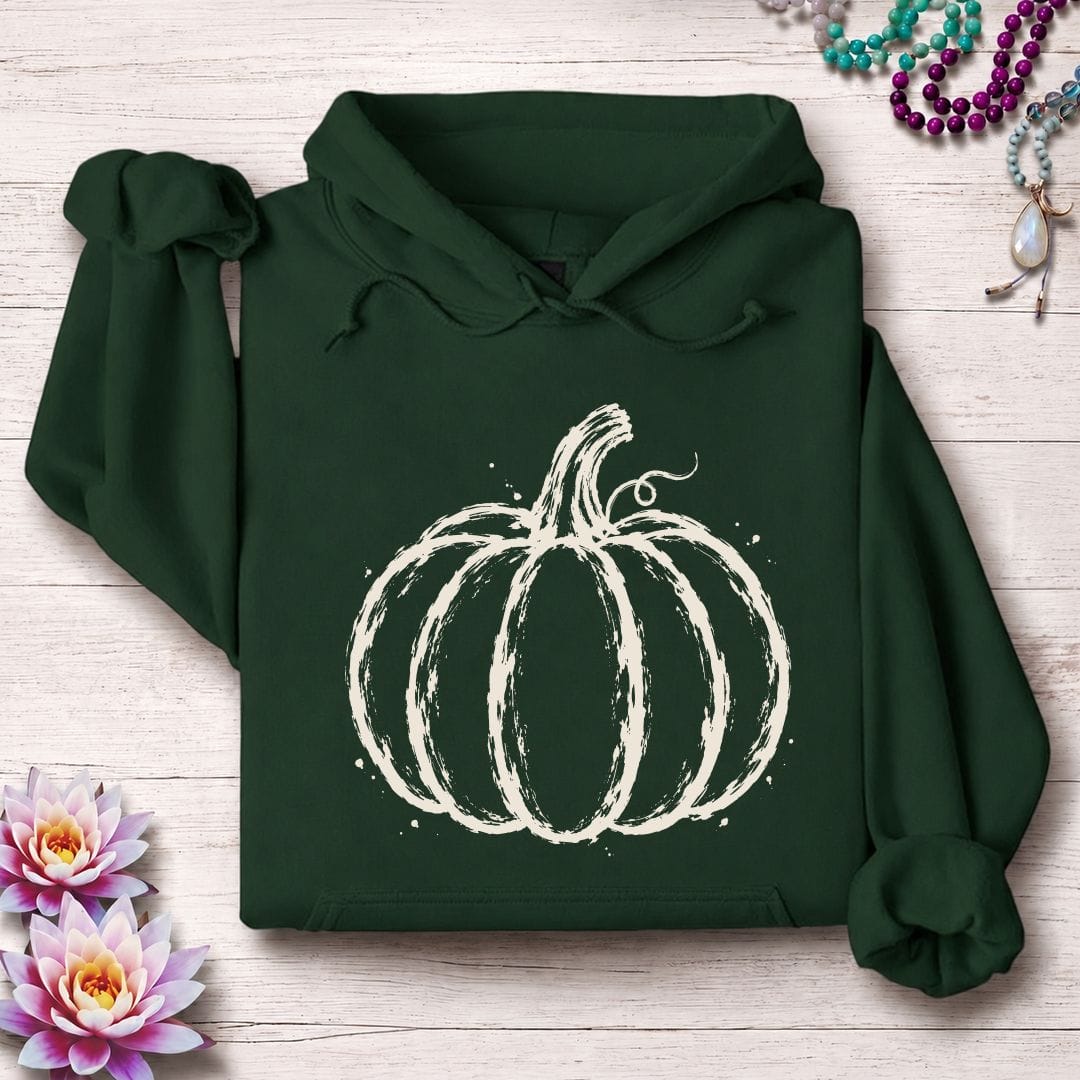 Printify Hoodie Painted Pumpkin Hoodie Forest Green / S