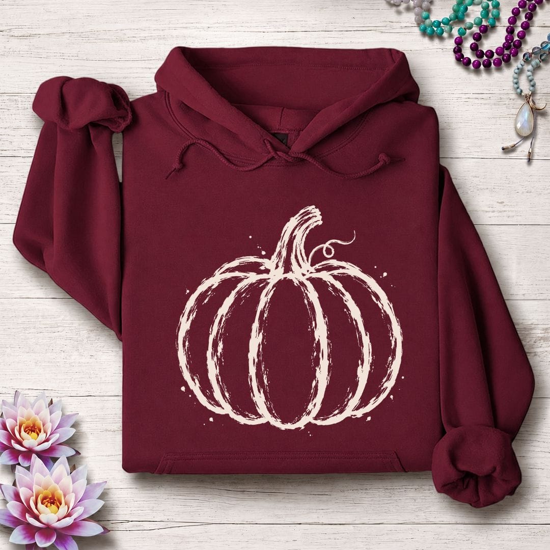Printify Hoodie Painted Pumpkin Hoodie Maroon / S