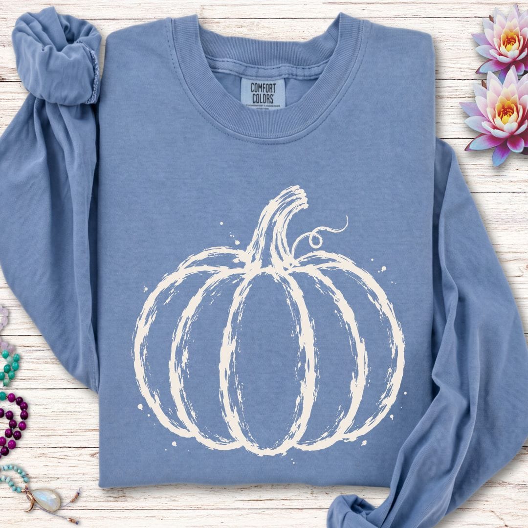 Painted Pumpkin Long Sleeve Tee Blue Jean