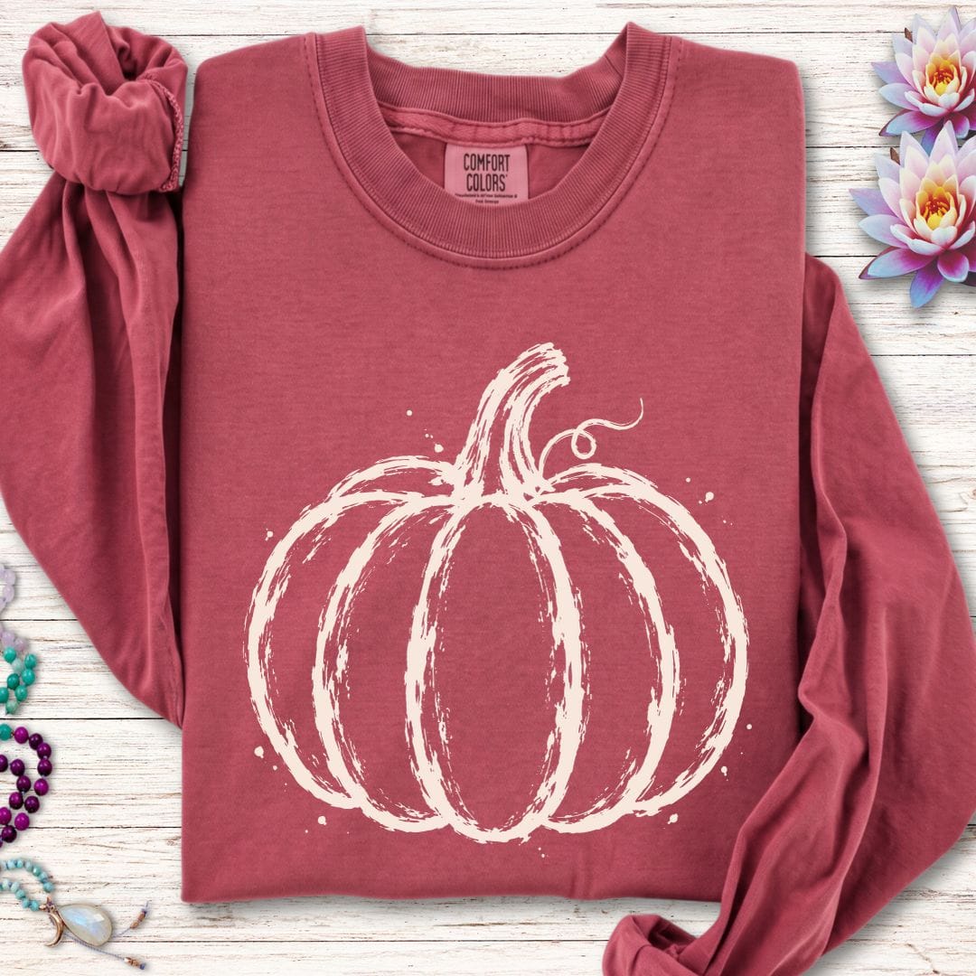 Painted Pumpkin Long Sleeve Tee Crimson