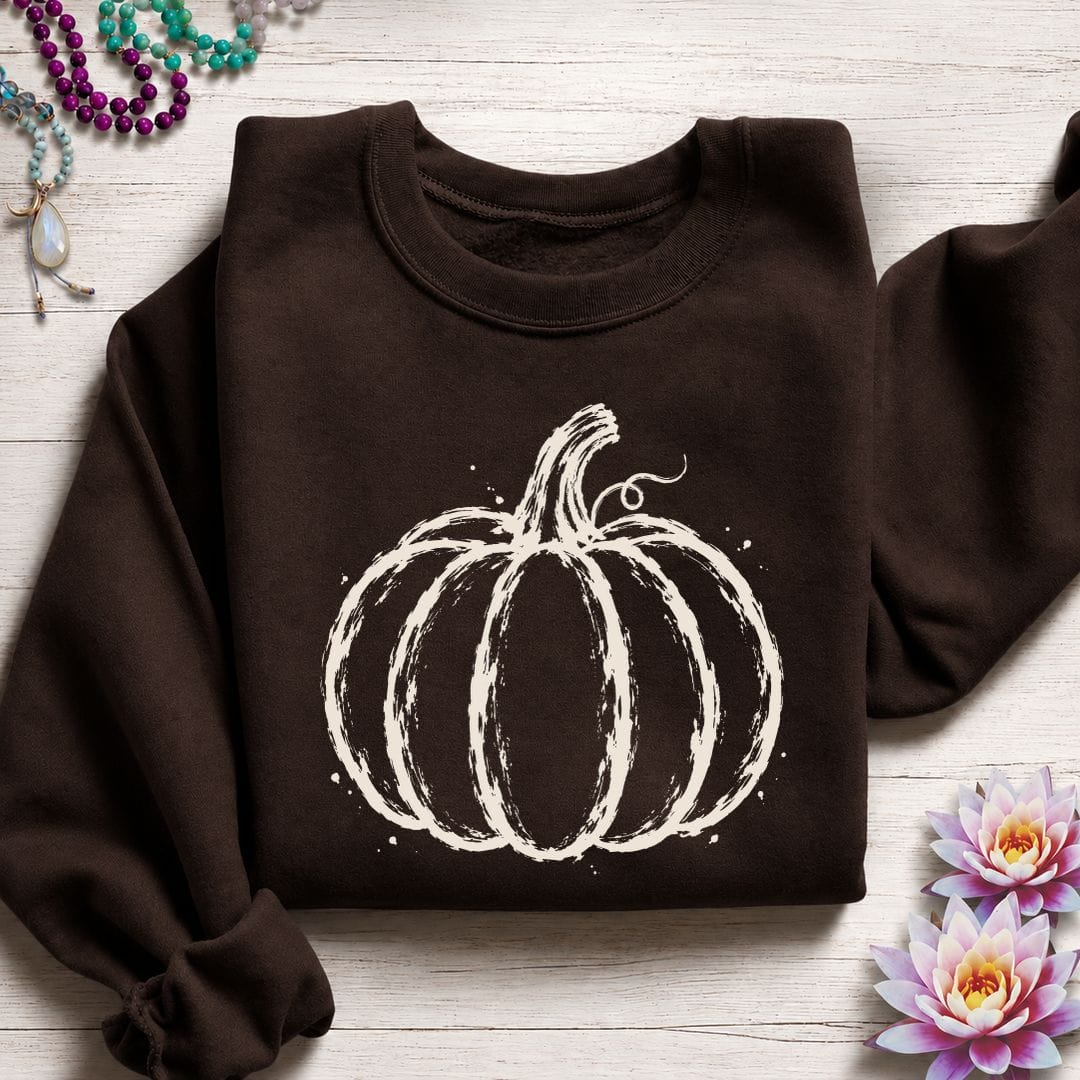 Printify Sweatshirt Painted Pumpkin Sweatshirt Dark Chocolate / S
