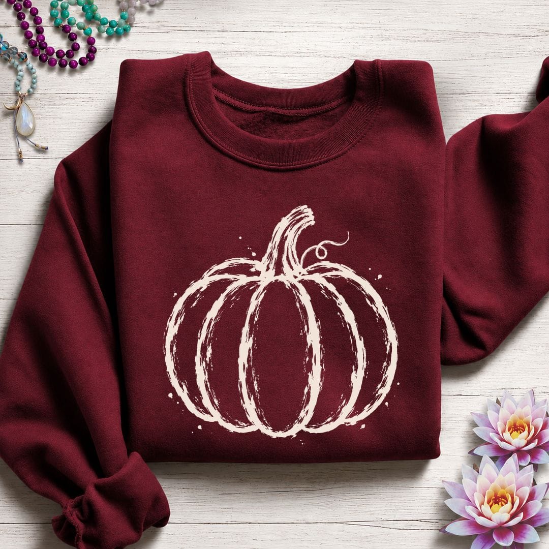 Printify Sweatshirt Painted Pumpkin Sweatshirt Garnet / S