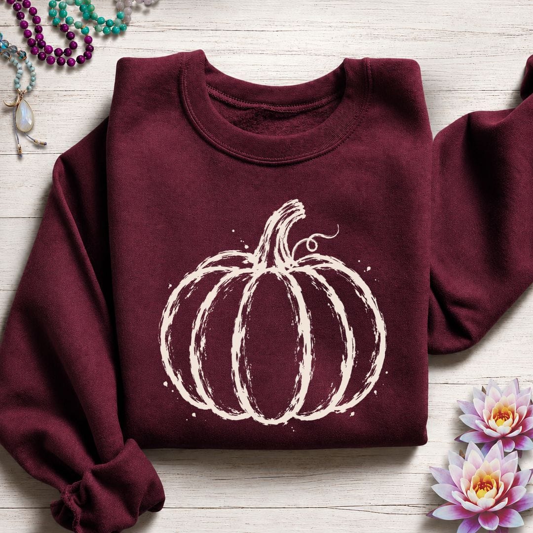 Printify Sweatshirt Painted Pumpkin Sweatshirt Maroon / S