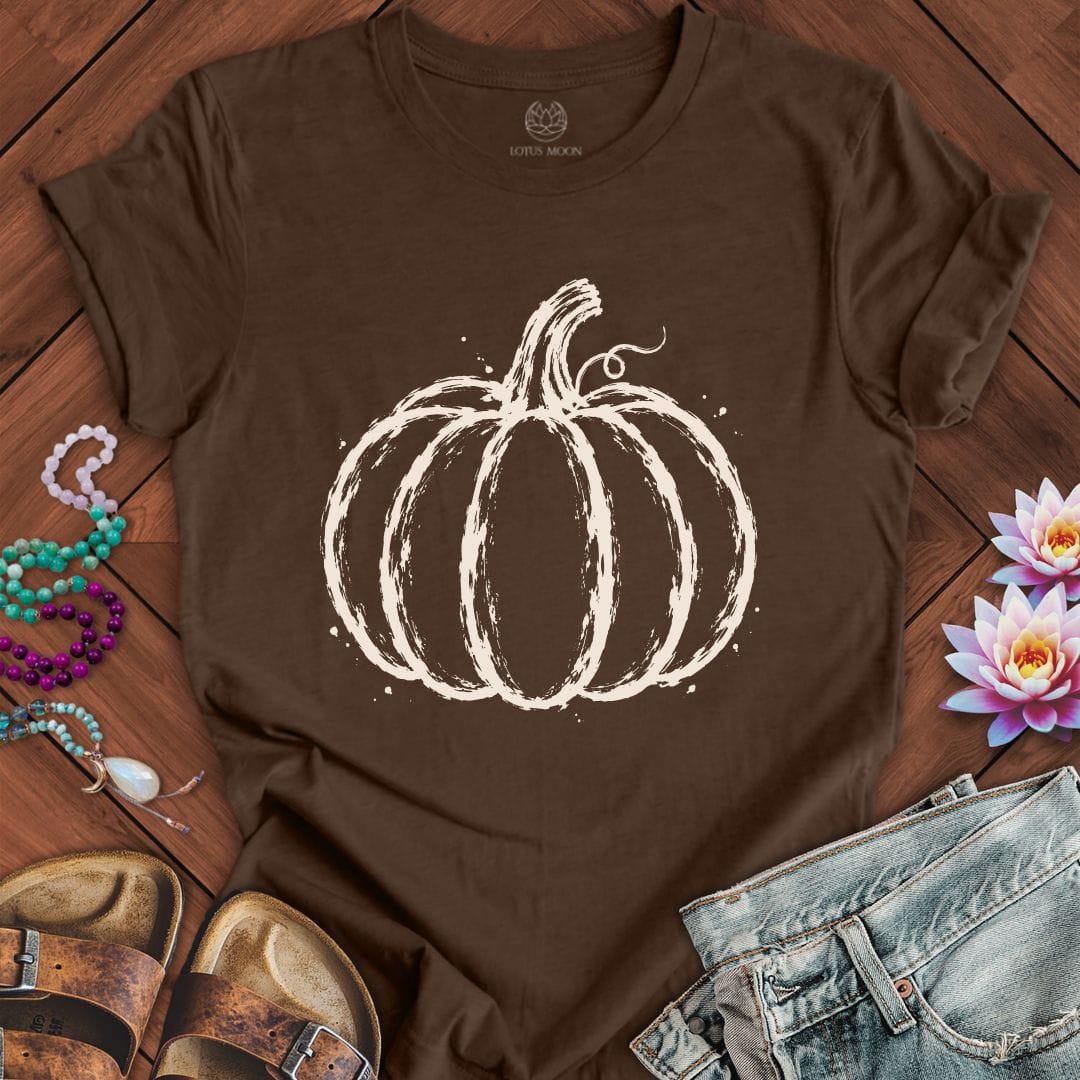 Printify T-Shirt Painted Pumpkin Tee Heather Brown / S