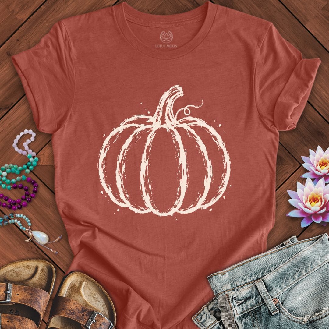 Printify T-Shirt Painted Pumpkin Tee Heather Clay / S