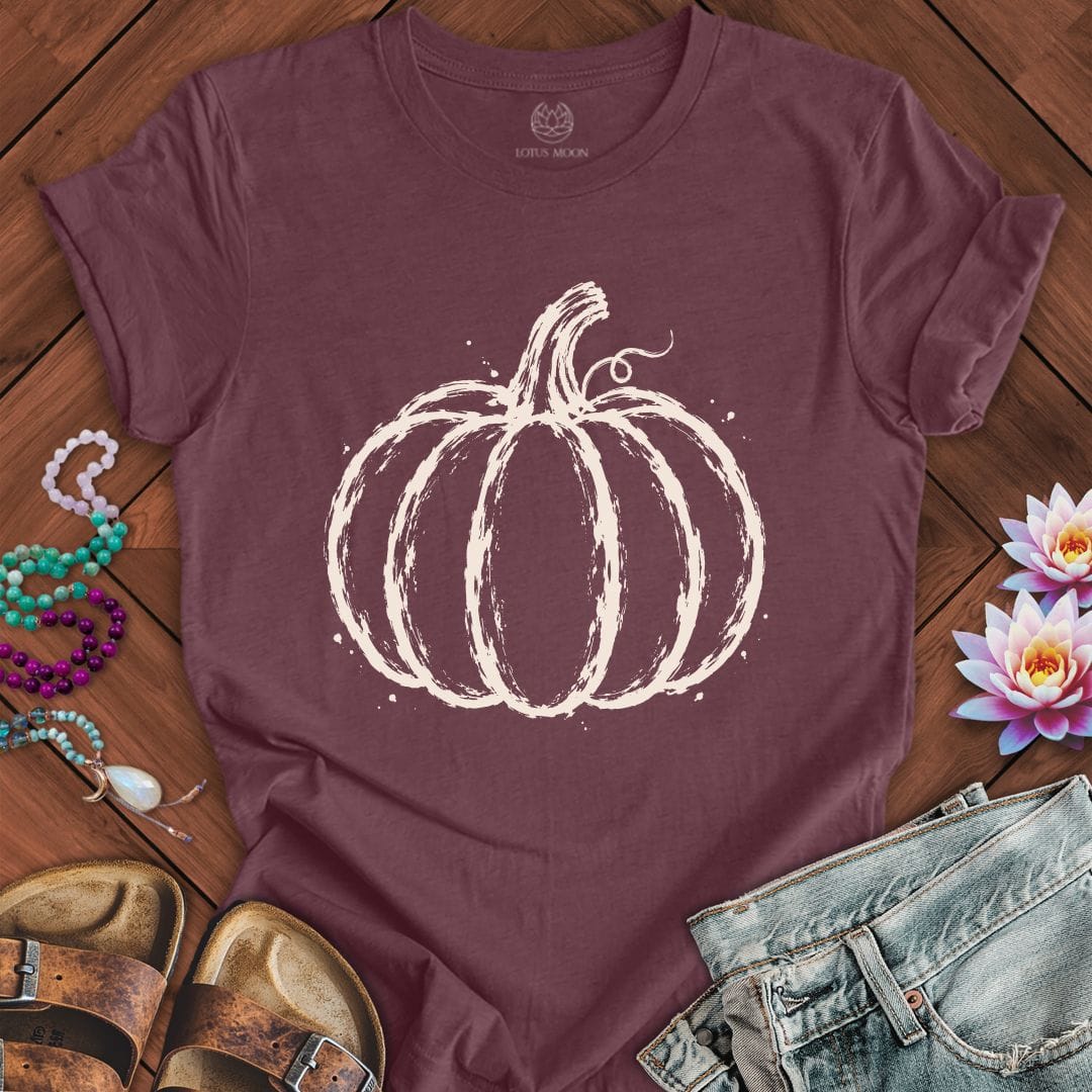 Printify T-Shirt Painted Pumpkin Tee Heather Maroon / S