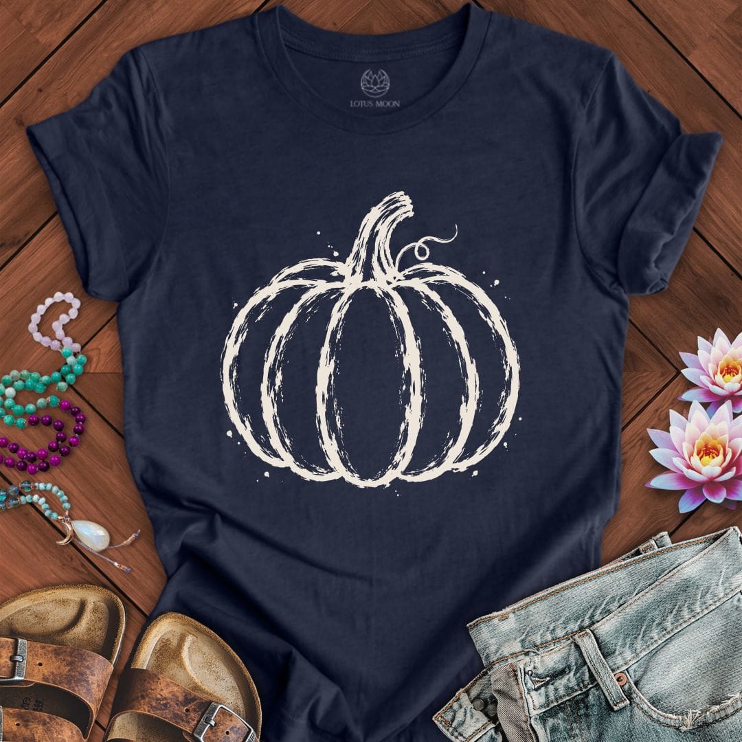 Printify T-Shirt Painted Pumpkin Tee Heather Midnight Navy / S