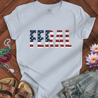 Patriotic Feral Tee Light Blue