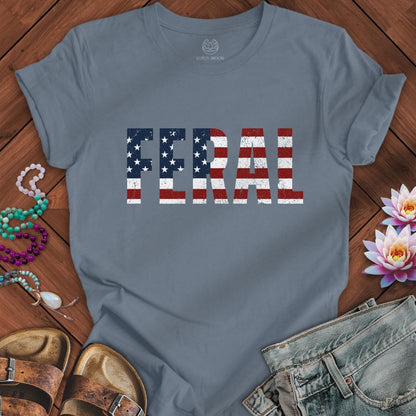 Patriotic Feral Tee Steel Blue