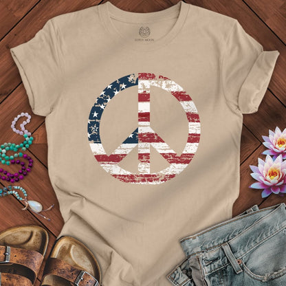 Patriotic Peace Tee Tan