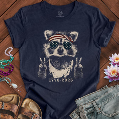 Patriotic Raccoon Tee Heather Midnight Navy