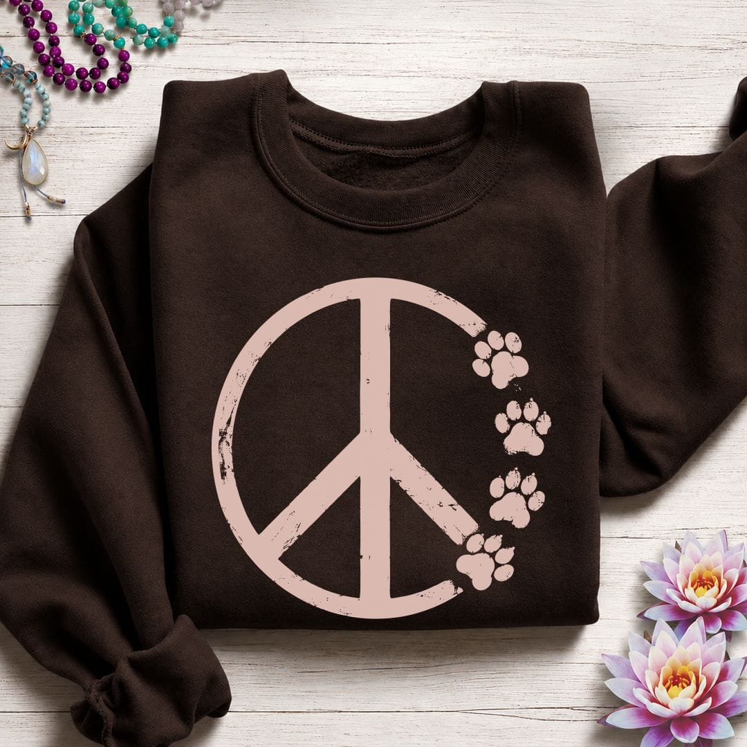Paw Print Peace Sweatshirt Dark Chocolate