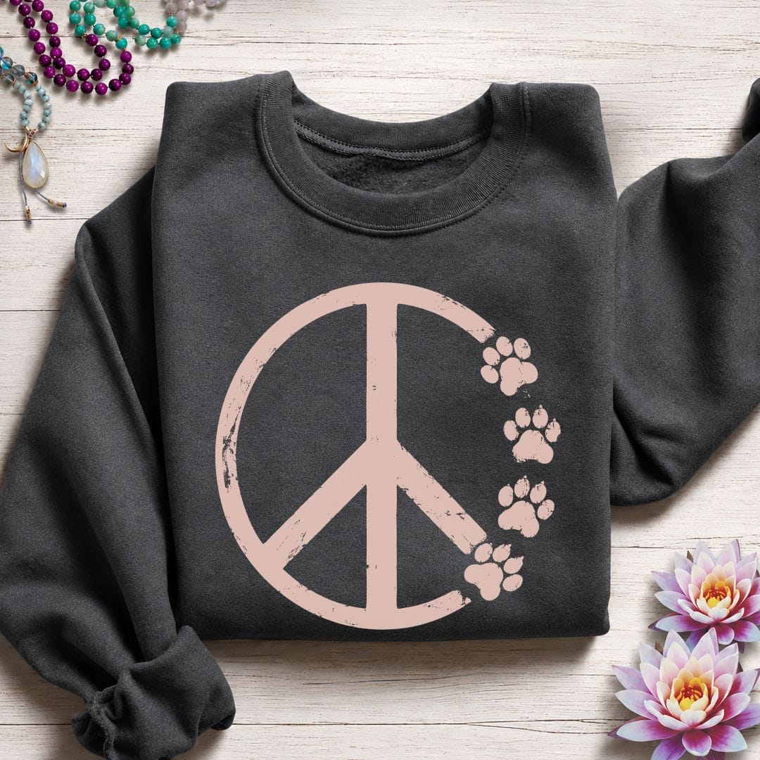 Paw Print Peace Sweatshirt Dark Heather