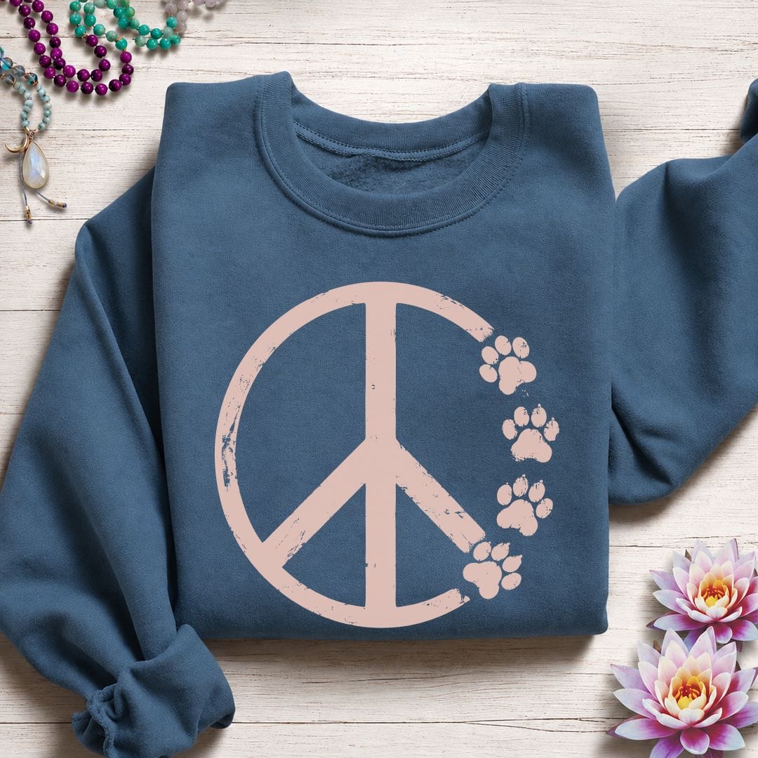 Paw Print Peace Sweatshirt Indigo Blue