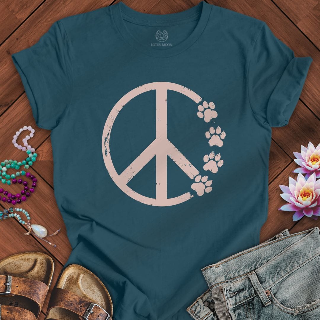 Paw Print Peace Tee Deep Teal