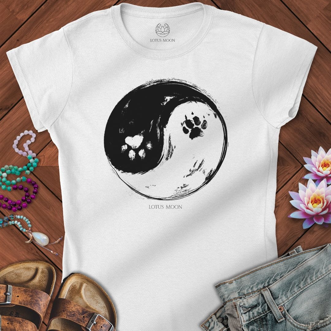Paw Print Yin Yang Fitted Tee White