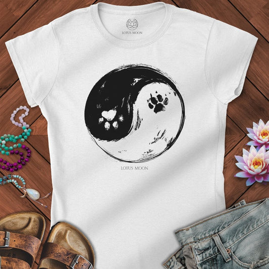 Paw Print Yin Yang Fitted Tee White